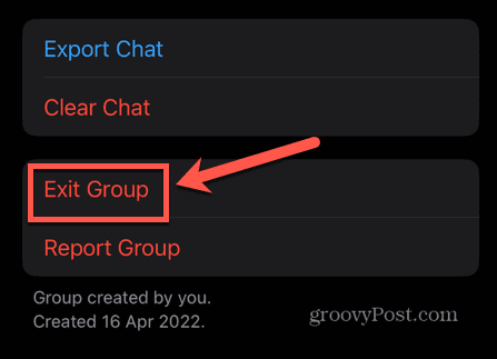 whatsapp излезте от група