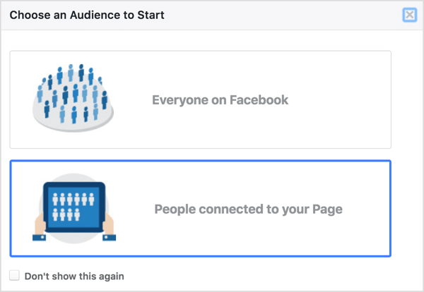 Изберете Хора, свързани към вашата страница във Facebook Audience Insights.