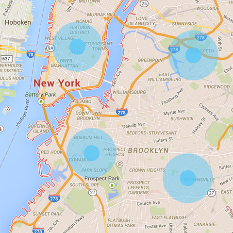 забележителности, картографирани в Ню Йорк
