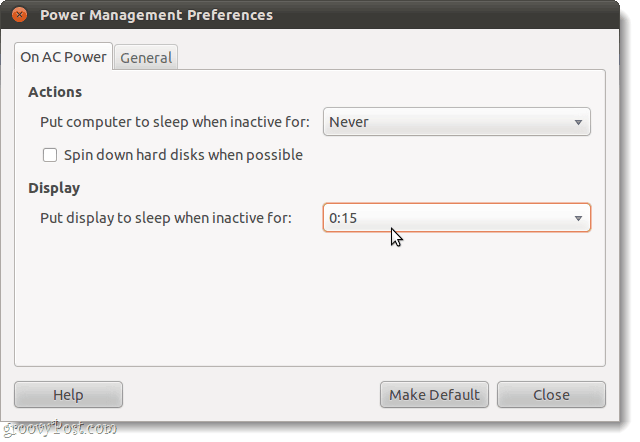 Поставете дисплея в режим на сън, управление на захранването на ubuntu