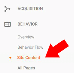Под Поведение в Google Analytics изберете Съдържание на сайта> Всички страници.