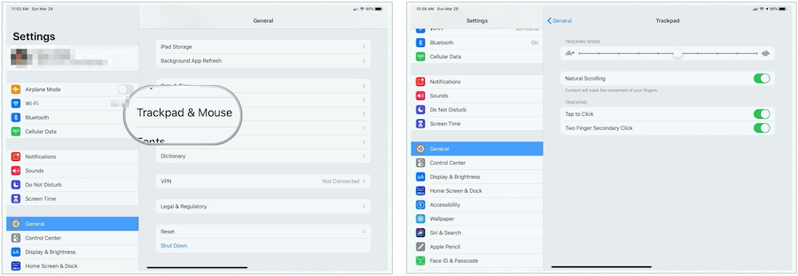 Настройки за проследяване на iPad