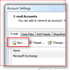 Създайте нов пощенски акаунт в Outlook 2007