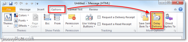 бутон за забавяне на доставка в Outlook 2010