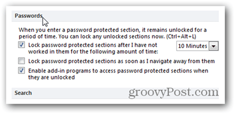 Как да персонализирате настройките за сигурност на паролата на OneNote 2010