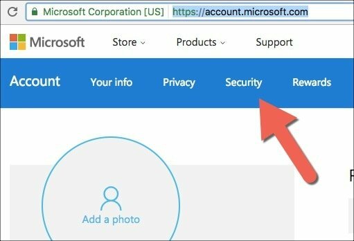 Microsoft-сметката за сигурност