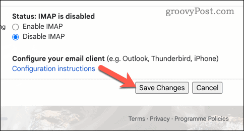 Запазете промените в Gmail
