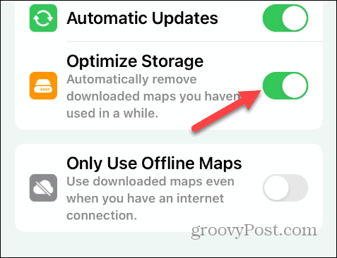 оптимизирайте съхранението на офлайн карти