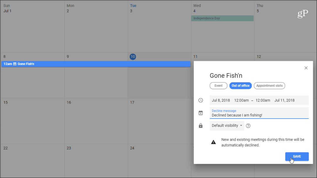 Как да използвате режим извън офиса с Google Календар