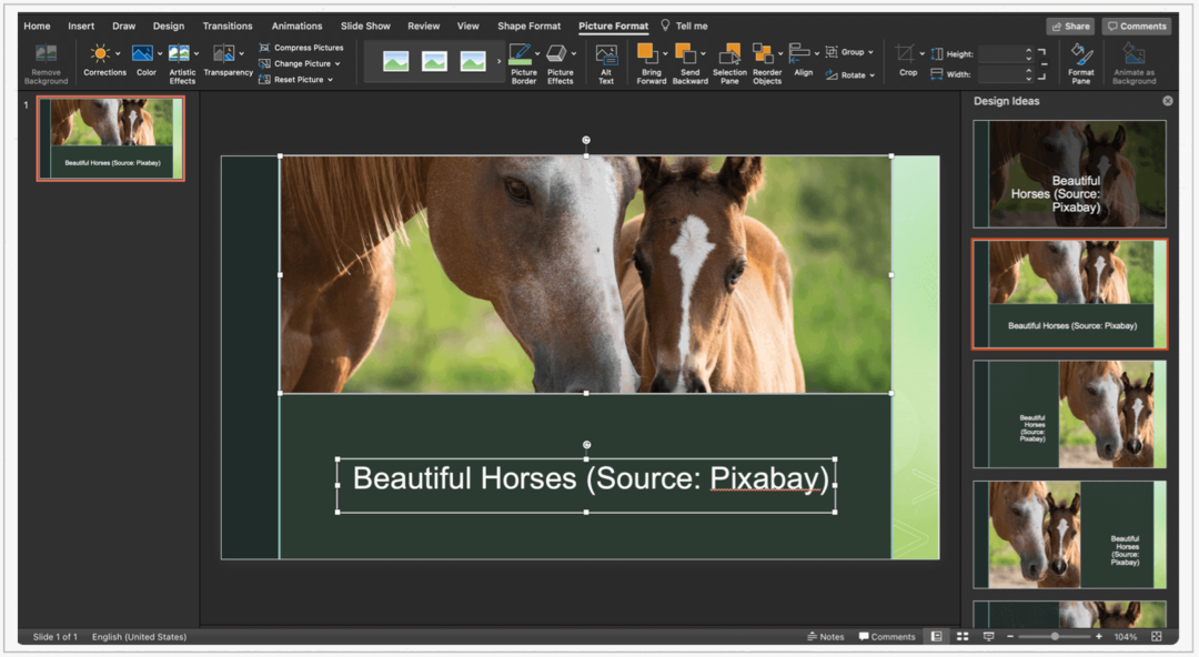Как да добавя надписи за изображения на Microsoft PowerPoint