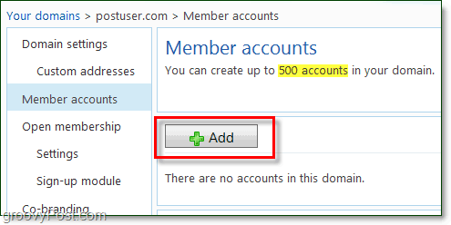 добавете членски записвания към вашия имейл домейн на Windows