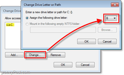 присвойте нова буква на устройството на твърдия диск на Windows 7