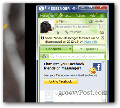 Yahoo! Изключване на оперативната съвместимост на Windows Live Messenger, обществен чат и др