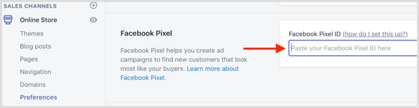 Поставете вашия Facebook Pixel ID в Shopify.