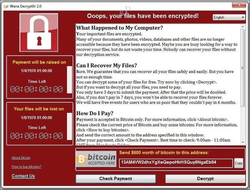 Microsoft пуска актуализация за спешна сигурност за Wanacrypt Ransomware