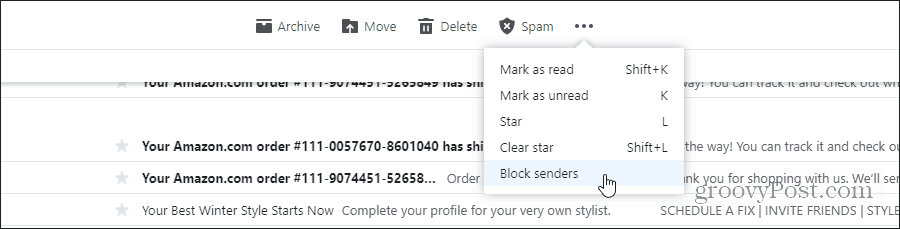 блокирайте изпращачите в Yahoo поща