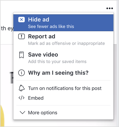 Скриване на рекламата във Facebook.
