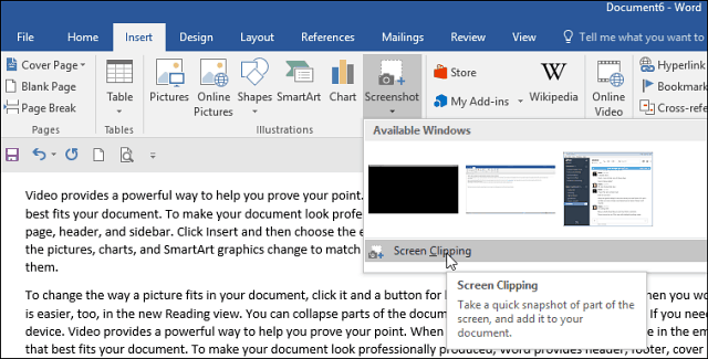 Как да вземете снимка на екрана в Office и да го вмъкнете в документ