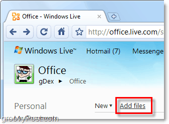 добавете файлове към skydrive чрез офис на живо
