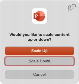 Изберете Scale Up или Scale Down