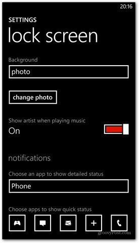 Windows Phone 8 персонализирайте опциите за заключен екран