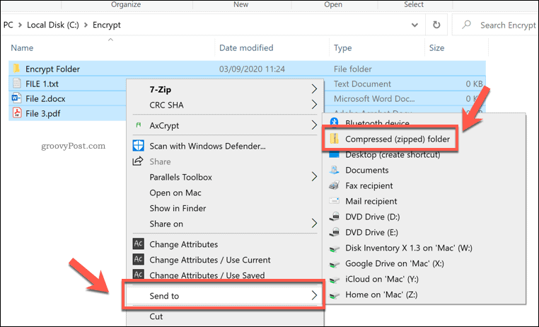 Създаване на ZIP файл в Windows