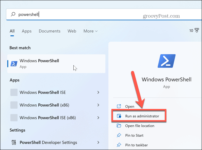 Windows 11 стартирайте powershell като администратор