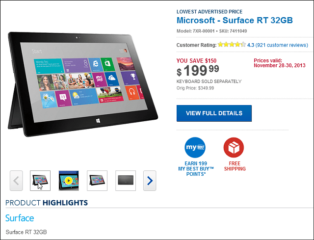 Най-добра сделка за черен петък: Microsoft Surface RT 32GB $ 199