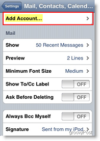 Apple iPhone и iPod Touch Добавете акаунт за поща