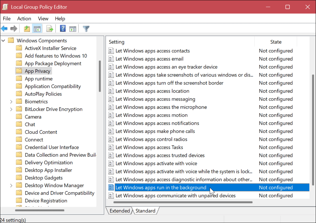 Деактивирайте фоновите приложения на Windows 11