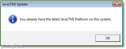 Снимка на екрана: Актуализация на Windows 7 за Java Проверете пълния Jucheck.exe