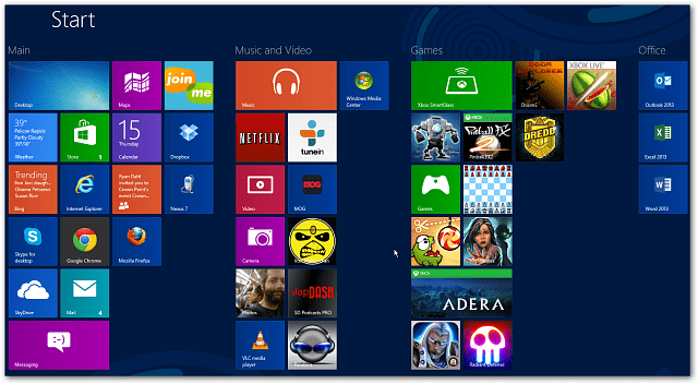 Добавете редове за приложения за начален екран на Windows 8