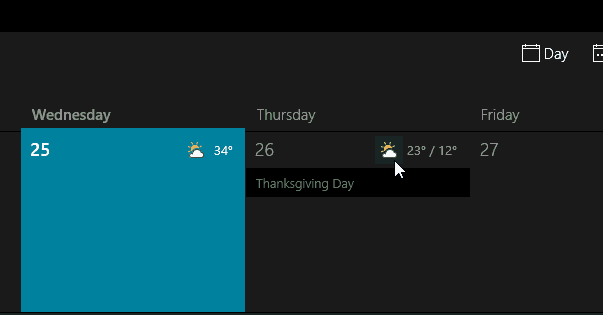 Време икони Windows 10 календар