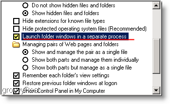 Стартирайте прозорци на папки в отделен процес