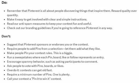 правила на конкурса за pinterest