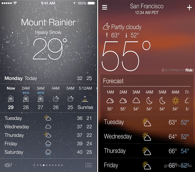 Yahoo и iOS 7 Weather Apps