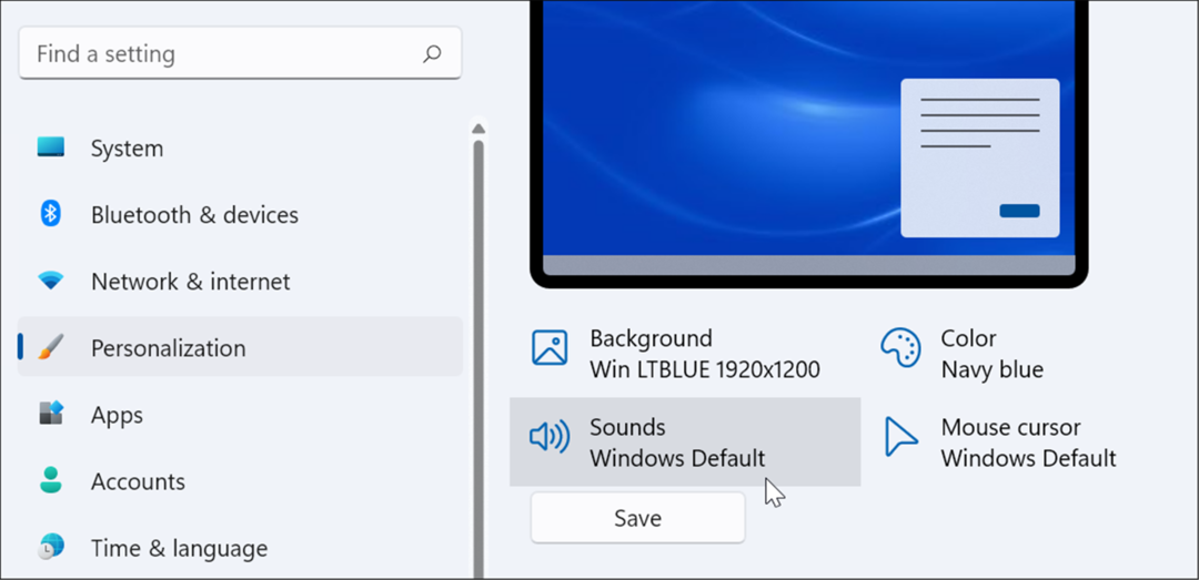 настройките управляват системните звуци на Windows 11