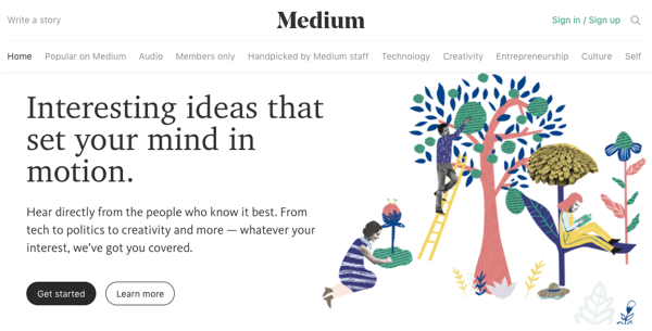 Medium има вградена аудитория, която да ви помогне да започнете позиционирането си.