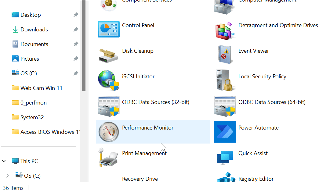 Монитор на производителността на Windows 11