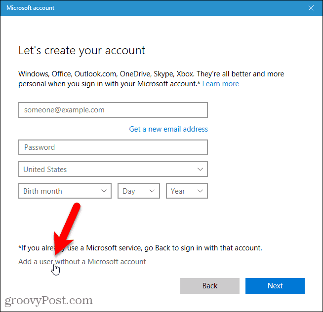 Добавете потребител без акаунт в Microsoft
