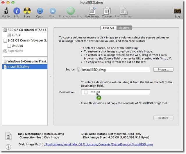 Apple OS X Lion: Как да създадете изображение на стартиращ диск