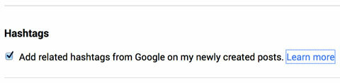 google + настройки на хаштаг