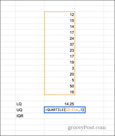 формула за горен квартил на google sheets