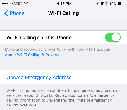 Активиране на Wi-Fi повикване на iPhone