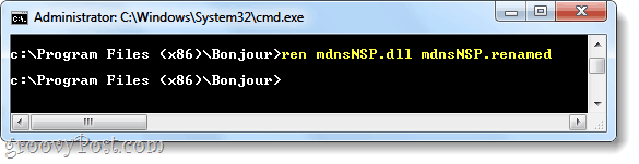 преименувайте mdnsnsp.dll, за да предотвратите зареждането на bonjour