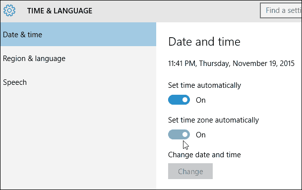 Задайте автоматично часовата зона Windows 10