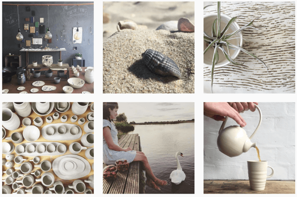 Illyria Pottery използва един филтър, за да създаде сплотена емисия в Instagram.
