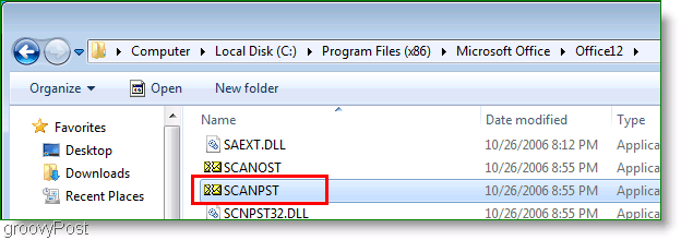 Снимка на екрана - Outlook 2007 ScanPST