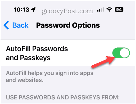 автоматично попълване на пароли и ключове за достъп