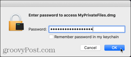 Въведете паролата, за да отворите файла с изображение на диска